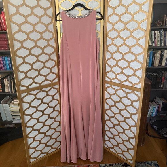 Ieena For Mac Duggal Embellished Neck Trumpet Rose Pink  Dress Gown Sz 12 - Picture 3 of 16